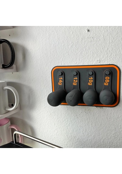Espresso Kahve Ölçü Kaşığı Seti Ve Askı Standı 4lü Siyah