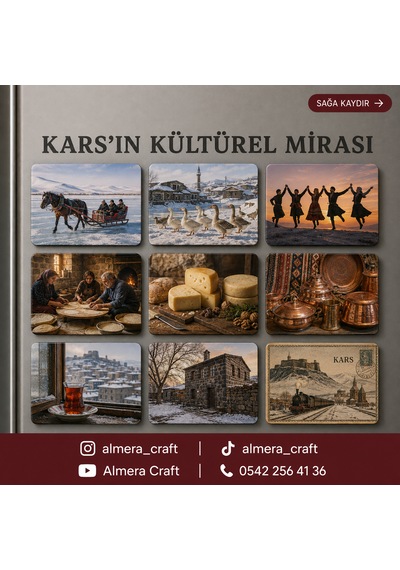 Almera Craft Kars Temalı 9 Lu Magnet Seti 6x9 Cm Kişiye Özel Buzdolabı Süsü 6cm 9cm