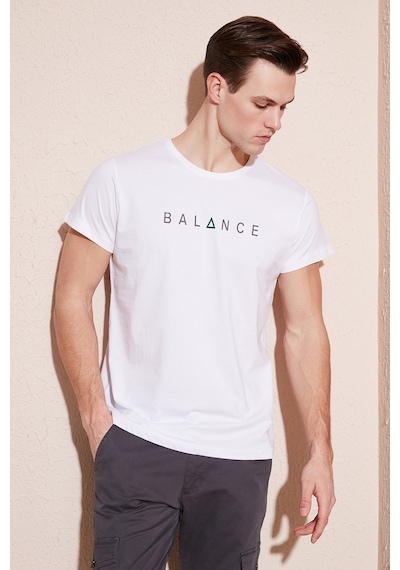 Buratti Pamuklu Slim Fit Bisiklet Yaka Erkek T Shirt 541Balance Beyaz