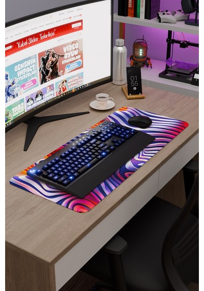 Realistik Çizgi Kaymaz Dikişli Kauçuk Oyuncu Mousepad V2 - 70x30 Xl Gaming Mouse Pad Fare Altlığı