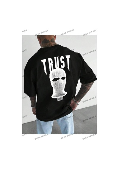 Startmore Unisex Trust Baskılı Oversize Siyah
