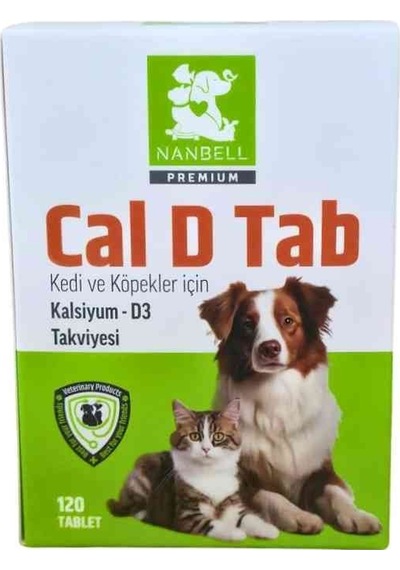 Nanbell Cal D Tab Kedi Ve Köpekler İçin Kalsiyum + D3 Takviyesi 120 Tablet Kemik Ve Diş Gelişimini