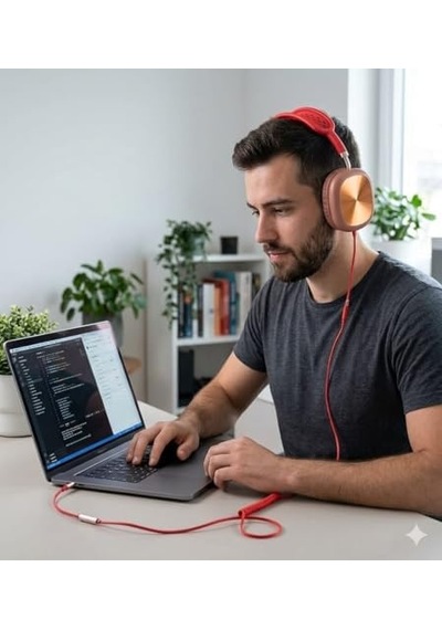Kafaüstü Kulaklık Yumuşak Ped Li Kablolu Klasik Çivi Jack Girişli Fiyat Performans Ürünü Kafa Üstü Kablolu Mikrofonlu Kulaklık Kırmızı Pembe Arası 50 x 22