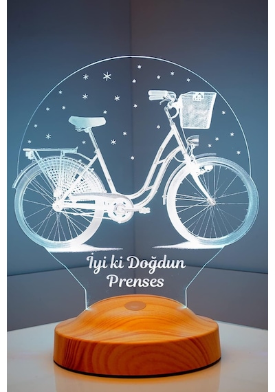 Sevgilambası 3d Nostaljik Bisiklet Doğum Günü Hediyesi 3 Boyutlu Led Lamba Çok Renkli
