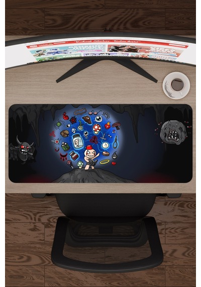 Binding Of Isacc Kaymaz Dikişli Kauçuk Oyuncu Mousepad V5 - 70x30 Xl Gaming Mouse Pad Fare Altlığı