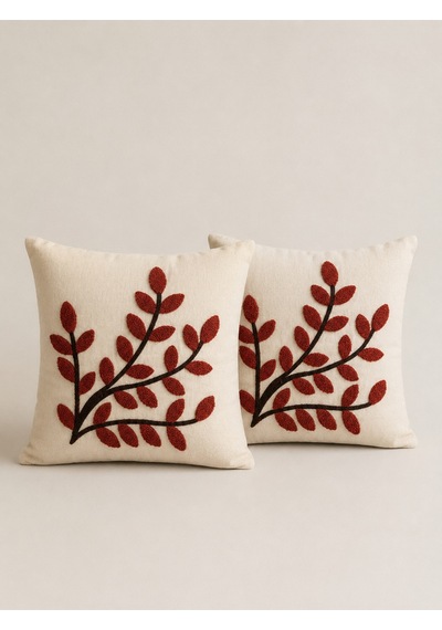 Punch Nakış İşlemeli 2'li Kırlent Kılıfı 40x40 Bordo