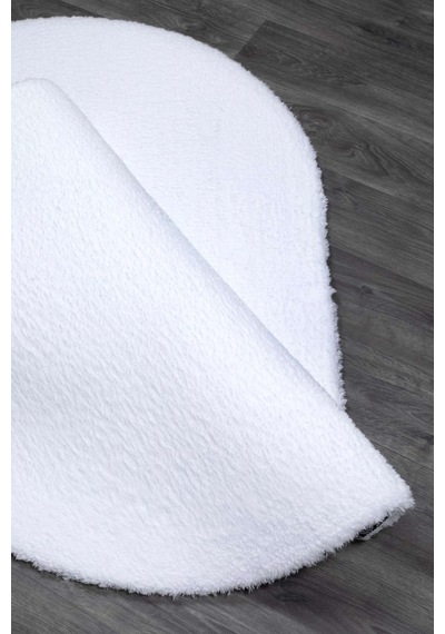 Vl Oval Comfort Overloksuz Beyaz Peluş Halı Beyaz Oval Overloksuz