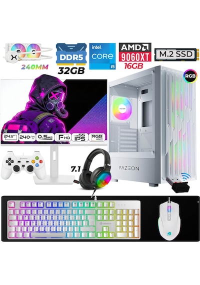 Fazeon Astra X740 i5-14400F 32 GB 1 TB M.2 NVMe SSD 16 GB RX9060XT 24.5" Free Dos Masaüstü Oyuncu Bilgisayarı