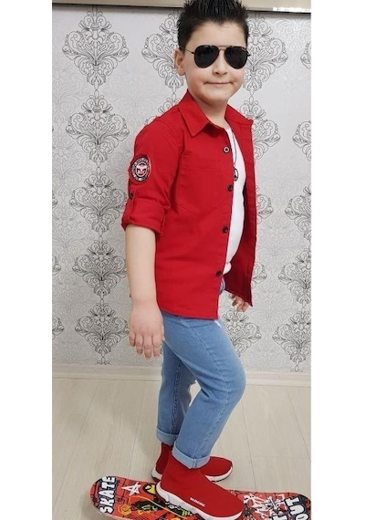Modavals 4 Parça Gömlekli Erkek Çocuk Takım - Kırmızı 001