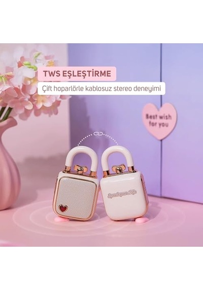 Lovelock Ses Kayıt Özellikli Bluetooth Hoparlör Ve Times Frame Akıllı Dijital Çerçeve Hediye Seti, Pembe