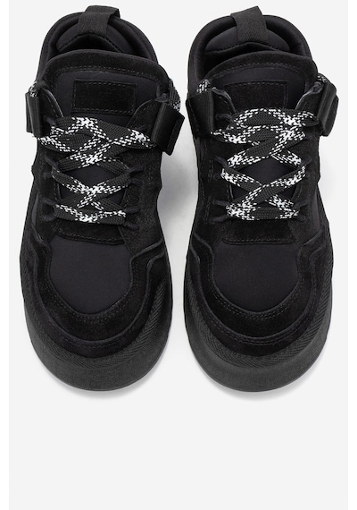 Raven Siyah Süet Hakiki Deri Kadın Platform Sneaker Siyah