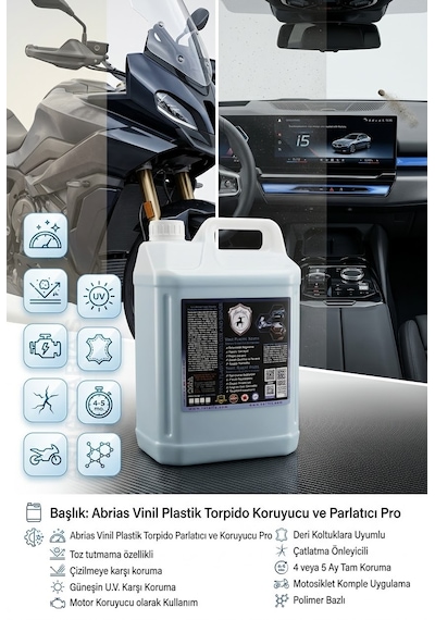 Vinil Plastik Aksam Torpido Motor Koruyucu Ve Parlatıcı Pro 5lt