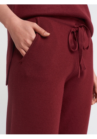Dilvin 70166 Beli Lastikli Bağcıklı Triko Pantolon-bordo M. Bordo M. Bordo