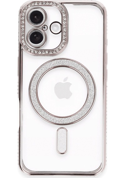 Apple Uyumlu iPhone 16 Plus Uyumlu Kılıf Joke Simli Magneticsafe Kılıf - Pembe