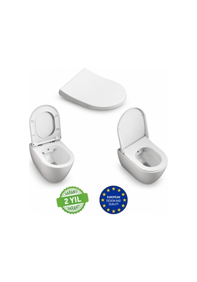 Aqua Bagno Moon Yavaş Kapanan Klozet Kapağı - Duroplast Beyaz