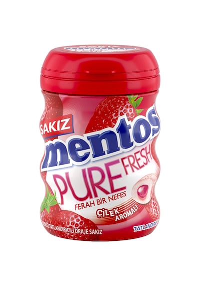 MENTOS PURE FRESH ÇİLEK AROMALI DRAJE SAKIZ 30 G. * 12 ADETLİ