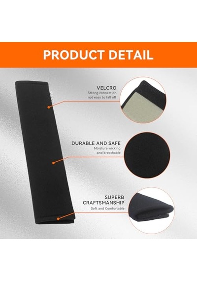 Araba Koltuğu Kemer Ped Kapak Kiti, 2'li Paket Siyah Pamuk Yumuşak Araba Emniyet Emniyet Kemeri Kayışı Omuz Pedi Yetişkinler Ve Çocuklar İçin Sırt Çantası İçin Uygun Kullanışlı Omuz Çantası Kılıfı Siyah