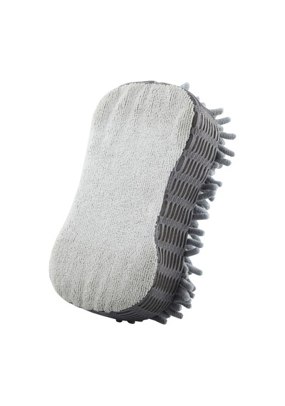 Trobus Oto Yıkama Kurulama Süngeri Çift Taraflı Mikrofiber Şönil Tüylü 23x12x6 Cm Gri