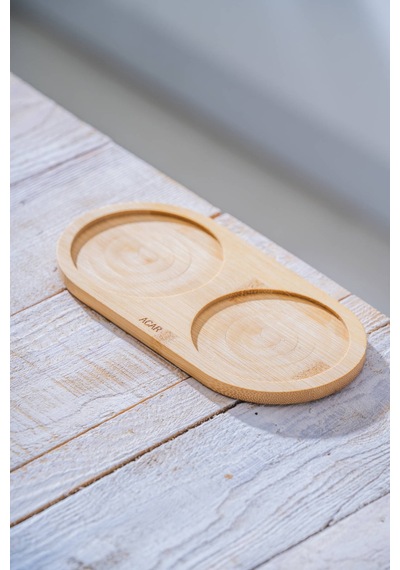 Acar Bambu İki Bölmeli Sunumluk - 19.5 Cm Ahşap-bej