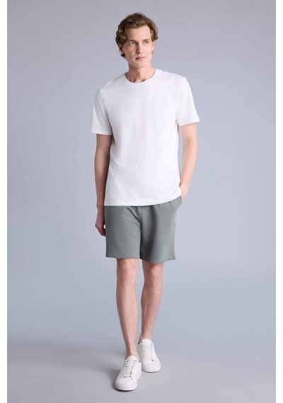 Defacto Regular Fıt Sweatshirt Kumaşı Şort W1105az26smkh422 Haki-kh422