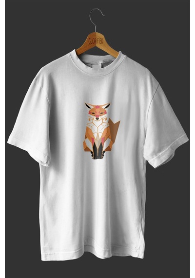 Noıssey -wed Tilki Tasarım Baskılı Oversize T-shirt Tişört Beyaz