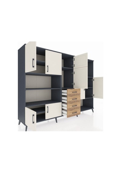 Hyperion Dolap 10 Raflı 4 Çekmeceli 8 Kapaklı 220x44x163 Antrasit Antrasit-aytaşı/çam Hyperion Dolap 10 Raflı 4 Çekmeceli 8 Kapaklı 220x44x163 Antrasit Antrasit-aytaşı/çam