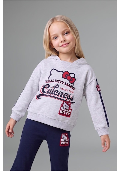 Defacto Kız Bebek Hello Kitty 2li Takım Kapüşonlu Sweatshirt Tayt G6834a525wngr85 Gri-gr85