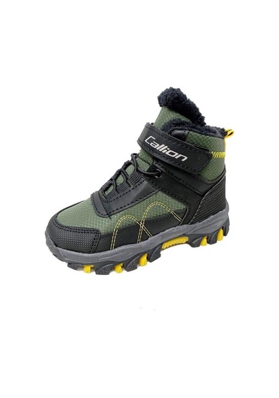 Callion 06p Deri Çocuk Sneakers Bot Haki Siyah Sarı Haki
