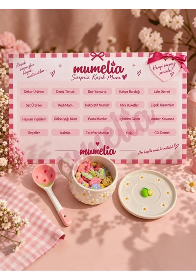 Mumelia Sürpriz Kaşık Mum - Doğal Soya Dekoratif Mum .