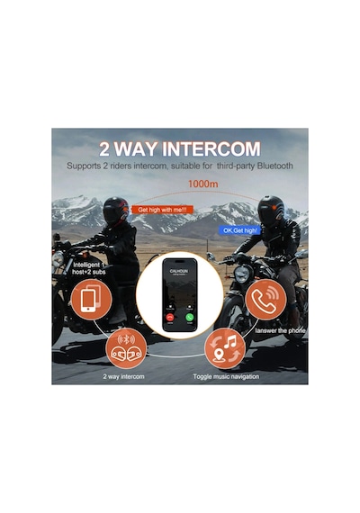 Yeni Model Y80-2x Motosiklet İntercom 2 Kişilik Bağlantı Rgb Işıklı Bluetooth Kulaklık Seti 07909819