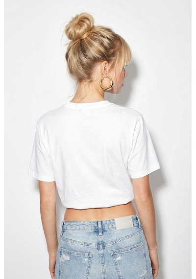 Shade Kadın Beli Lastikli Balon Formlu Crop T-shirt 1104 60286251 - Beyaz