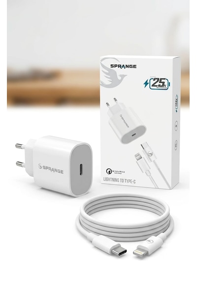 Sprange 25w Type-c Hızlı Şarj Cihazı + Lightning Kablo Seti Pd 3.0 + Qc 3.0 Destekli