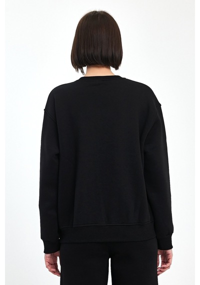 Odda Bisiklet Yaka Sweatshirt Siyah