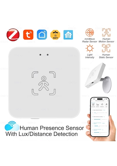 Tuya Zigbee Varlık Sensörü 10 Mt Mesafeli Zigbee 3.0 Akıllı İnsan Varlığı Sensörü
