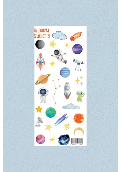M31 Uzay Ve Bilim Temalı Sticker Seti Çok Renkli
