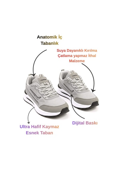 Mcdark Kadın Gri Trenj Bağcıklı Ortopedi Sneaker Ayakkabı