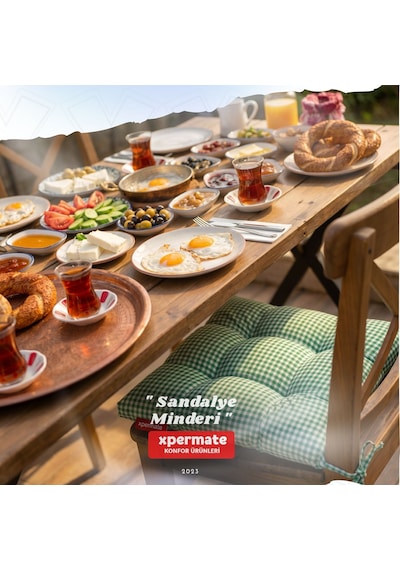 Pötikareli Sandalye Minderi 40x40 Pofidik Piknik Minderi Yeşil