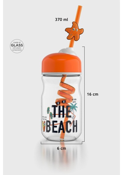 Renga Bubble Kids Desenli 370 Ml Pipetli Cam Şişe 182048 Turuncu