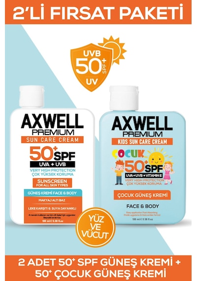SPF 50+ 2li Fırsat Seti Leke Karşıtı Nemlendirici Yüksek Koruma Güneş Kremi 100 ML