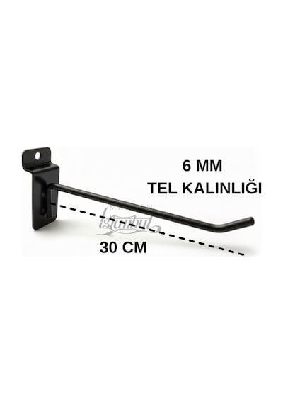 Kanallı Pano Kancası 30 Cm Kauçuklu Siyah Delüx 10 Kg Kapasiteli Mağaza Raf Askı Kancası 100 Adet