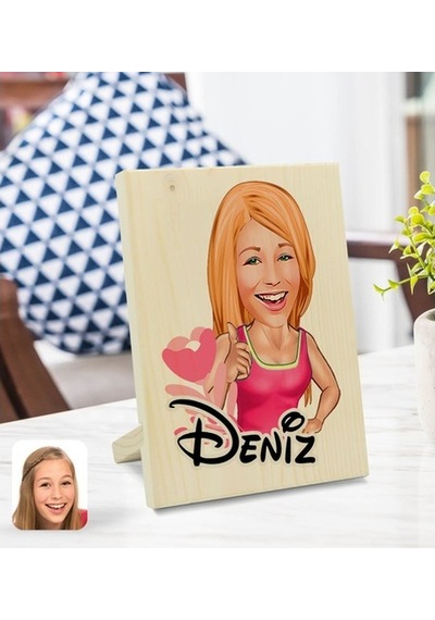 Kişiye Özel Isimli Kadın Karikatürlü Dekoratif Ahşap Çerçeve Mode (539866367)