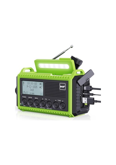 Rocam Dab/dab+/fm 5000 Mah Güneş Enerjili Dijital Acil Durum Radyosu Alarm Saatli Radyolar Yeşil