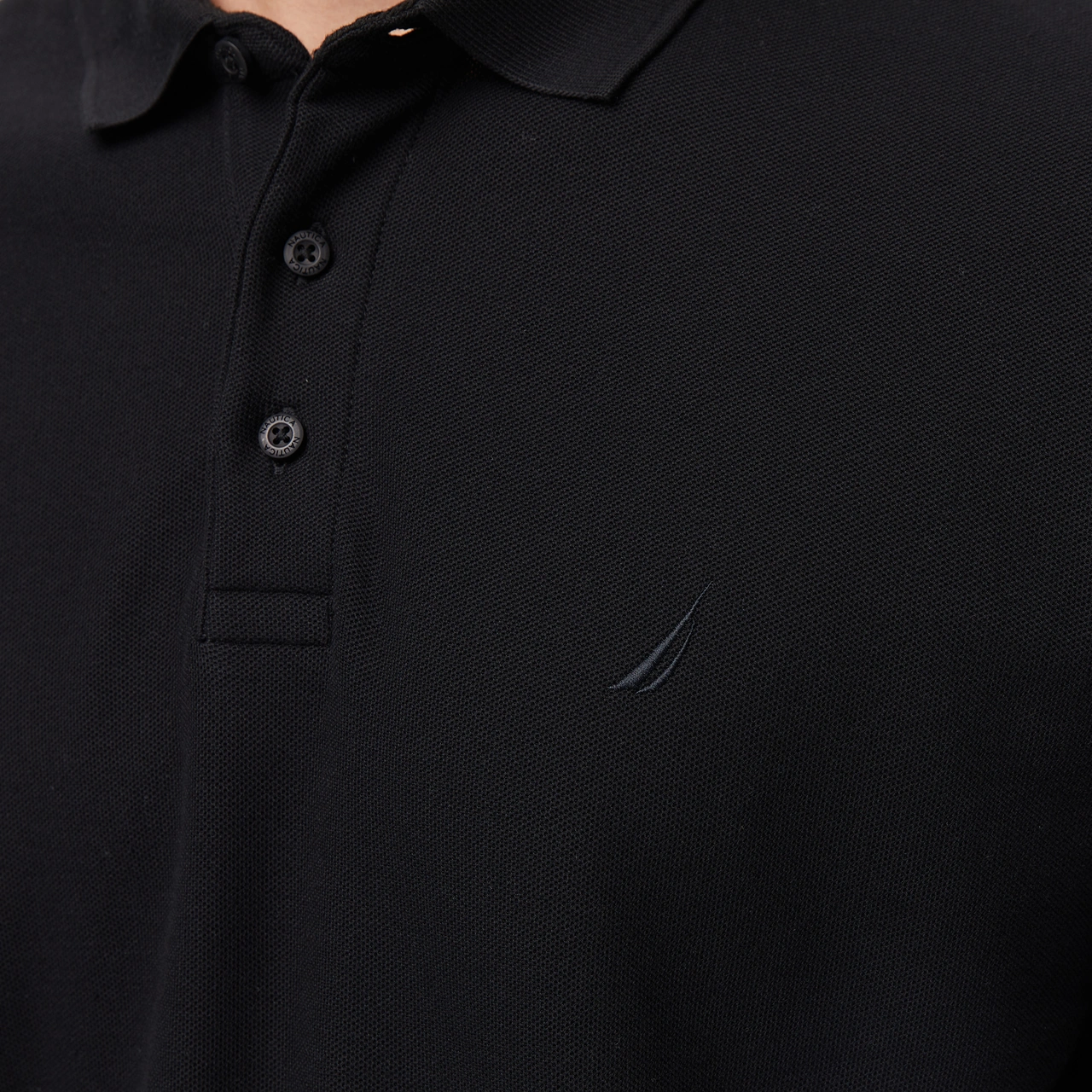 Nautica Erkek Siyah Classic Fit Uzun Kollu Polo Yaka T-shirt Düz K57351t Siyah