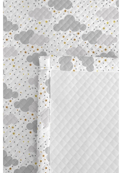 Bulut Yıldız Gri Genç Odası Tek Kişilik Pike Takımı-minimal Sarı 160x220 Cm Kapitone Yatak Örtüsü Bulanık Toprak Dengesi