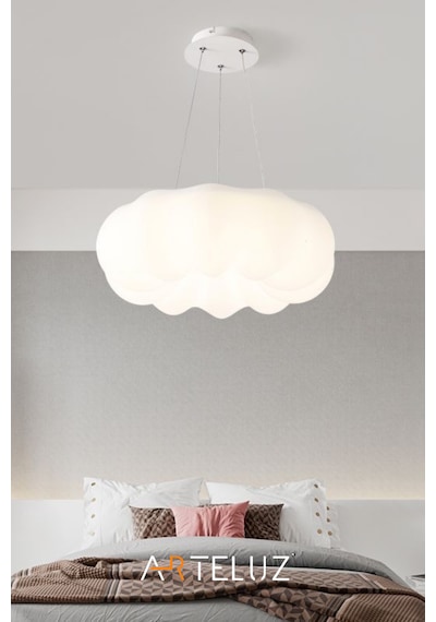 Luxury Bulut Model Modern Sarkıt Avize 55 Cm Beyaz