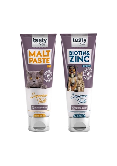 Kedi Malt Paste Tüy Yumağı Önleyici 100 Gr Ve Biotin Çinko Deri Tüy Destekleyici 100 Gr