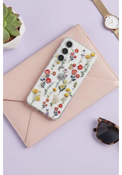 Samsung Galaxy Uyumlu A23 Kılıf Solmayan Imd Baskı Desenli, Şeffaf Tpu+pc Botanik Kapak