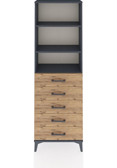 Arges Dolap 3 Raflı 5 Çekmeceli 60x30x182 Antrasit-çam Antrasit Arges Dolap 3 Raflı 5 Çekmeceli 60x30x182 Antrasit-çam Antrasit