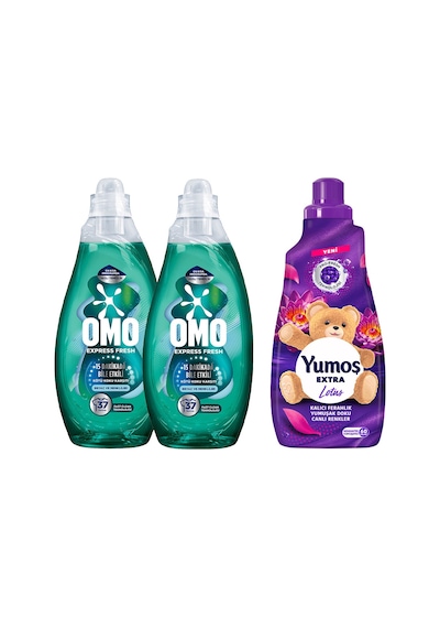 Yumoş Yumuşatıcı Lotus 1440 Ml X1 Omo Express Fresh Kötü Koku Karşıtı Beyaz Ve Renkliler 1480 Ml X2 Diğer