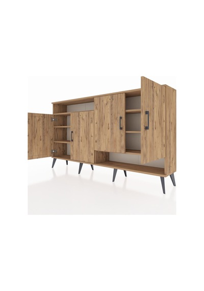 Arges Konsol 6 Raflı 4 Kapaklı 176x30x99 Çam-çam Atlas Çam/atlas Çam - Atlas Çam